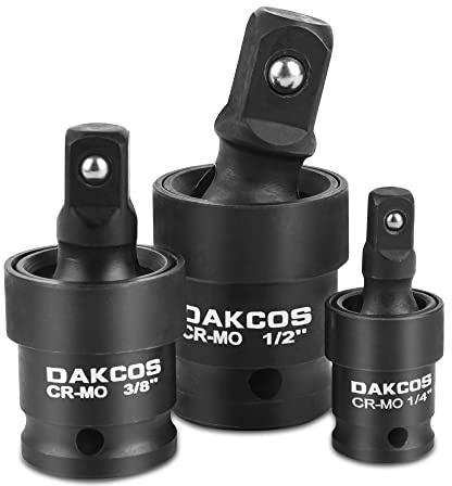 DAKCOS Kraft-Kugelgelenk Kreuzgelenk-Gelenksatz mit Kugelfeder, 3-tlg. 1/4 3/8 1/2 mit U-Kugelkopf, CR-MO