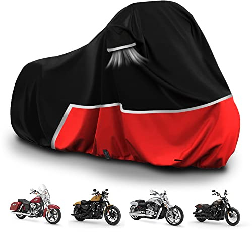 wasserdichte Motorradabdeckung Ersatz für Harley Davidson Cruiser Modelle, 420D Oxford Tuch Softail, Dyna, Iron 883, Fat Boy 114, Forty-Eight, Low Rider, Sport Glide Abdeckung für Schnee Regenschutz