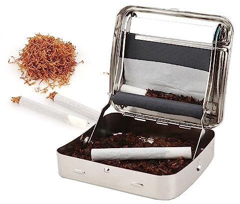 VOVCIG Zigarettenroller, 110MM Metall Zigarettenrollmaschine Zigarettenmacher Manuelle Zigarettendrehmaschine(Silbrig) (110MM)