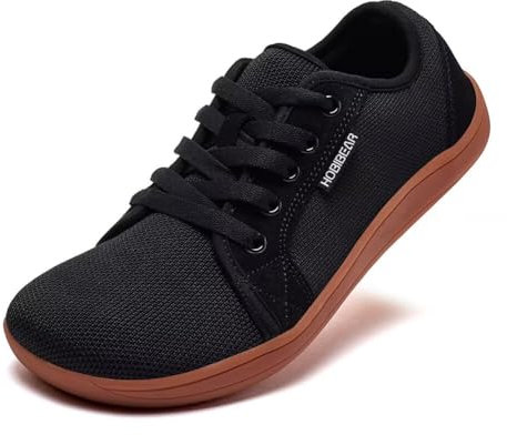 HOBIBEAR Unisex breda barfotaskor för män kvinnor utomhus trail löpning minimalistiska promenadskor lätta och ventilerande, SVART BRUN, 43 EU