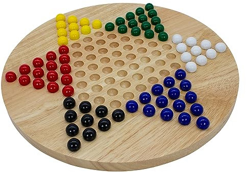 GICO Holz Halma Spiel XL - D30cm Brettspiel für die ganze Familie, 6 Spieler, ab 3 Jahren, Strategie-Spiel