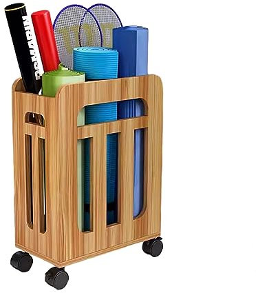 JHLP Robuster Yogamattenständer aus Holz – Organisieren Sie Fitnessgeräte im Yoga-Raum zu Hause – Fitness-Klasse, Yoga-Zubehör für Nackenrolle/Schaumstoffrollen – praktischer Yogamatten-Organizer