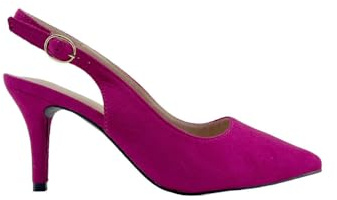 MODELISA - Zapato De Tacon Fino Destanolado De Punta Salon Hebilla Boda Mujer (Fucsia, 36)