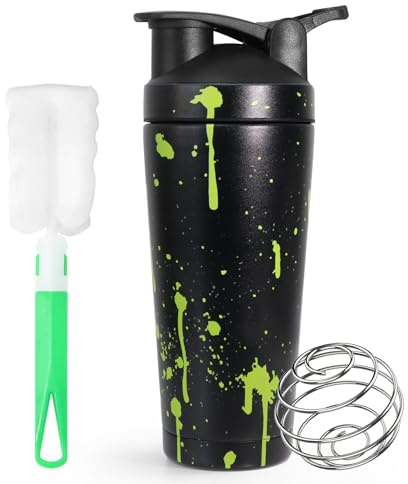 Protein Shaker Edelstahl 750ml, Edelstahl Shaker Proteinshake mit Kugel | Shaker Edelstahl Proteinshake, Eiweiß Shaker Edelstahl BPA Free & Leak Proof, Tragbarer Eiweißshaker für Sport Fitness Eiweiß