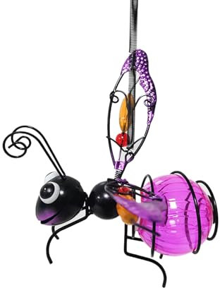 Honeybee Solar Lantern Garden Decor, LED Hanging Solar Dragonfly Decoration, Patio Yard Butterfly Sculptures, for Outdoor Bug Decorations, Waterproof and aesthetically Pleasing ( Color : Purple )