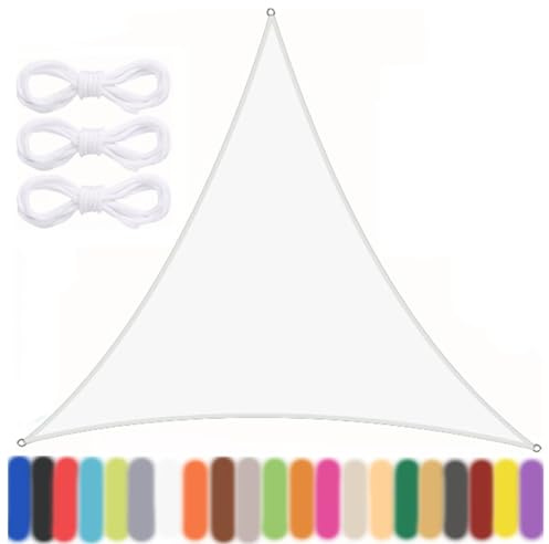 Ryanbem Toldo Vela de Sombra Triangular Toldo con ProteccióN Solar 95% UV y Impermeable Vela de Sombra con Cuerda, Vela de Sombra para Exteriores,Terraza, JardíN Blanco 5x5x5m