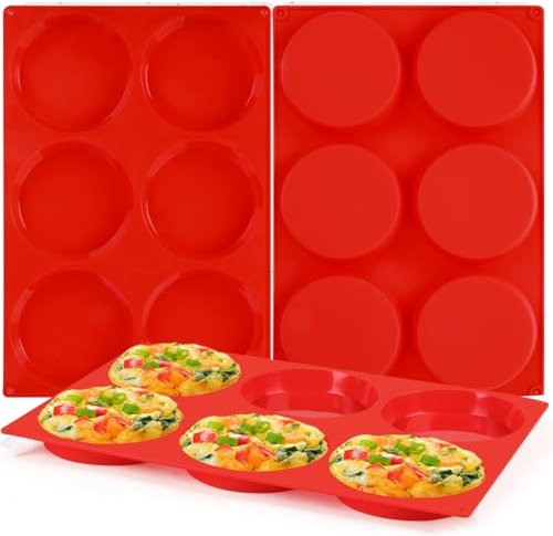 CAKETIME Molde para magdalenas, moldes de silicona jumbo para sándwiches de desayuno, molde redondo de 4 pulgadas para horno, magdalenas inglesas, pasteles de Whoopie, pan de maíz, bocados de huevo,