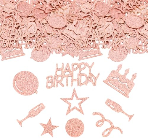 ParPix 100 Stück Konfetti Geburtstag Tischdeko Roségold, 5cm Groß Happy Birthday Konfetti, Glitzer Streudeko Geburtstag, Confetti Tischdeko Geburtstags Frau Mann, Confetti Geburtstags Deko Party