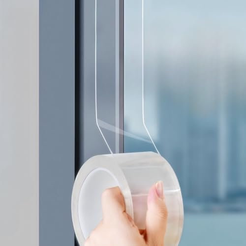 WEZKYLCG Nastro sigillante per porte e finestre, kit isolante per condizionatore d'aria per l'inverno, nastro trasparente per porte, aria condizionata e fessure in vetro (8,1 cm x 1,8 m)