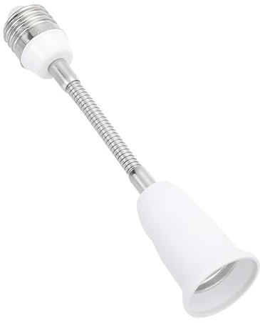 PATIKIL 7.9 Inch E26/E27 Light Socket Extender, 1 Pcs Flexible Bulb Socket Extension Adjustable Bulb Extender Adapter for Medium Screw Base Home Lamps, White