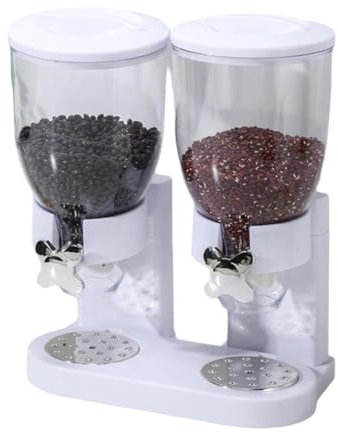 Dispensador de cereales para encimera, dispensador doble de cereales, dispensador de alimentos secos, compartimento de alimentos, dispensador hermético de almacenamiento de alimentos