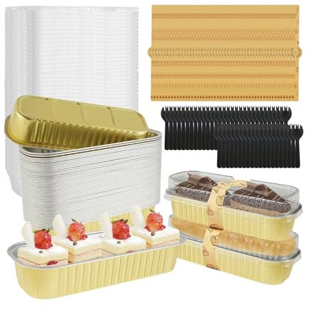 SUBLXPoten Barquette Aluminium Lot de 100 moules à Pain en Aluminium, moules à pâtisserie, moules à Muffins, moules à Cupcakes, Accessoires de Cuisine(Gold,100pcs)