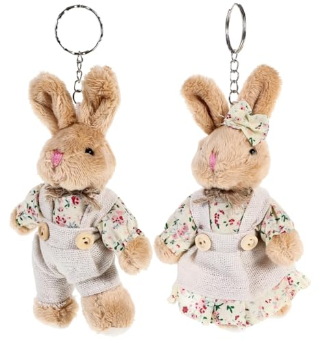 Porte-clés Couple Lapin couple plush décoration de couple porte-clés enfants joli porte-clés pendentif clé à porte-clés lapin de dessin animé en tissu