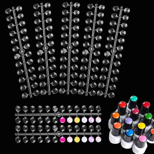 360 Pieces Nail Polish Pattern Dots, Nail Colour Display Chart Round False Nail Display Tips Clear with Self-Adhesive Sticker, Colour Display Tips for Nails for Nail Pattern, Training Cards