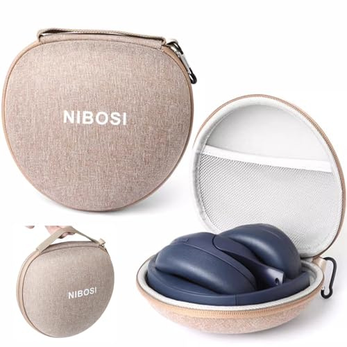 Honbobo Tasche Case für JBL Tune 780NC 770NC 760NC, JBL Live 770NC, Beats Studio 3/Solo 4, QCY H3 Pro, Headphones Case, Schutz Hülle Etui mit Haken für Faltbare Bluetooth Kopfhörer,18*17*8.3CM (Brown)