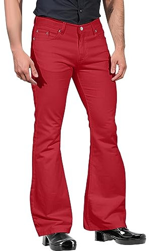 ofeirhz Herren-Cargohose, lockere Passform, weite Passform, normale Passform, Nachtwäsche, gerade, flache Vorderseite, weiche Hose, elastische Taille, Kordelzug, rot, S