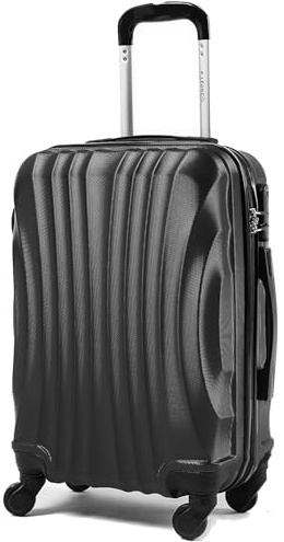 R.Leone 60x40x20 ruota smontabile 55x40x20 Valigia Bagaglio a mano 4 Ruote Capienza Massima Trolley in ABS adatto Ryanair, Easyjet, Wizzair, Iberia, Lufthansa, Tui, Vueling (Nero, 2037Max 55x40x20Cm)