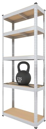 BAUSOKOL Schwerlastregal 180x70x30 cm, Verzinkt, 875kg MDF Böden | Tragkraft 875kg Lagerregal, Werkstattregal, Kellerregal, Schwerlastregal, Steckregal, Regal wand, Standregal, Kleines regal