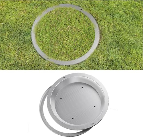 Couvercle de puits rond en acier inoxydable et cadre pour fosse septique, crochets de trou d'homme pour décoration intérieure et extérieure, 60 cm