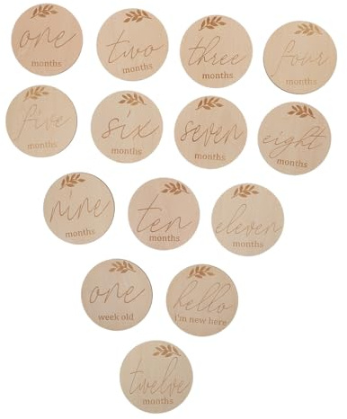 DIYEAH 14pièces Cartes Mensuelles Bois pour Garçon Fille Accessoires Photo Cartes Étapes Né