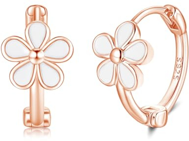 Loutade Creolen Silber 925, 925 Sterling Silber Blume Olivenblatt Creolen | Hypoallergen 13mm Klein Niedliche Cubic Zirkonia Ohrringe Creolen, Leicht Schlafen Knorpel Huggie Ohrringe für Damen