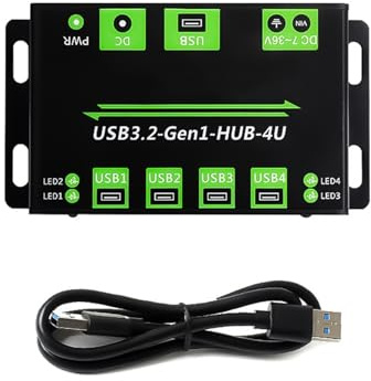Concentradores USB 3.2 Gen1 multipuerto con carcasa de metal y punto de montaje de tornillo para una instalación segura interfaces de fuente de alimentación externa