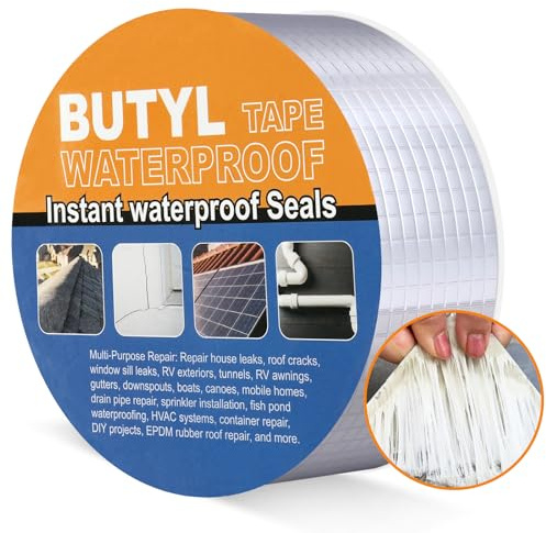 NUTKIT Cinta de Butilo Impermeable Autoadhesiva, 5M x 5cm | Gran durabilidad, para fugas de techo, reparación de grietas, ruptura de tuberías, autoadhesiva