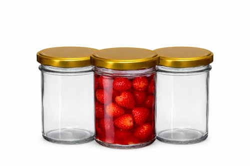 made in home - Lot de 24 pots à confiture de 350 ml avec couvercle à visser fi82 mm, petits bocaux en verre avec couvercle, pour la conservation, la conservation et la conservation