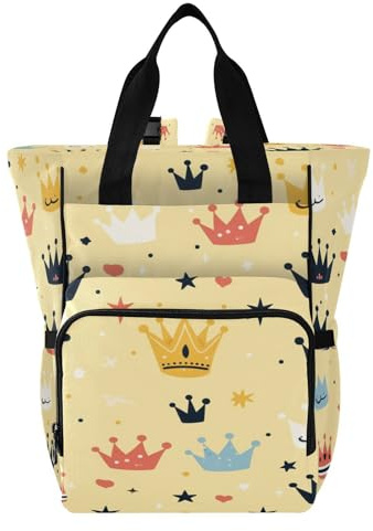 Ttgoth Crowns Sac à dos à langer imperméable avec porte-biberons isothermes, sac à dos de voyage multi-poches avec sangles de poussette pour maman et papa