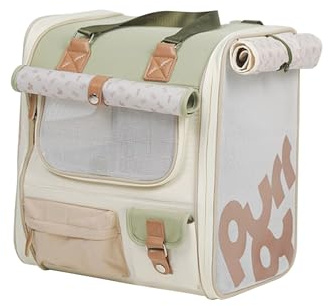 Galatée Hunde-Rucksack, Reisetasche Für Haustiere Mit Belüftungsöffnungen Aus Netzgewebe, Leichter, Belüfteter Haustier-Rucksack, Katzen-Rucksack Für Reisen, Wandern Und Camping(Grün)