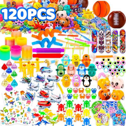 NATISSTEKE 120 Pcs Party Bag Fillers for Kids, Party Favours Toy Assortment, Prize Box Fillers for Teachers, Classroom Lucky Dip Prizes, Goodie Bag & Pinata Fillers for Birthday Gifts for Boys Girls