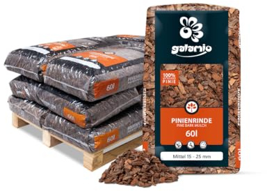 GALAMIO Rindenmulch Pinie Mittel 15-25 mm 720 L (12 x 60 L) 1 Palette | Unbehandelter, natürlicher Bodenschutz