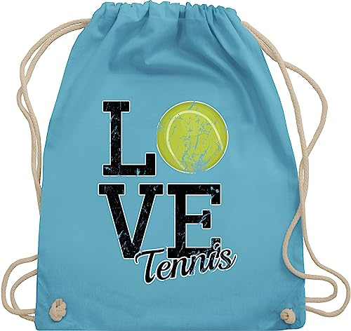 Turnbeutel Rucksack - Tennisspieler Geschenk - Love Tennis - Unisize - Hellblau - geschenke für tennisrucksäcke tennisfans stoffrucksack spieler tennistasche sport juterucksäcke tennistaschen