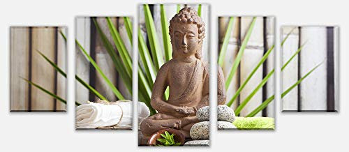 wandmotiv24 Leinwandbild Buddha und Sauna Variante 3-180 x 115cm Bilder auf Leinwand, Wandbild M0962
