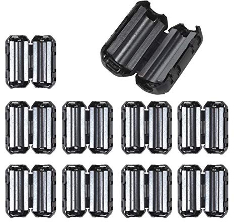 Colorful EMI RFI Entstörfilter Ferritfilter Ferritkern Klappferrit für Kabel 5mm 7mm 9mm 13mm, EMI Rauschunterdrücker Kabel-Clip,Schwarz (9mm)