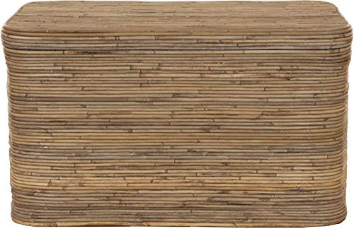 Korb-Outlet Rattan Wäschekorb/Wäschetruhe mit stabilem Deckel/Wäschesammler, Flur-Bank im Landhaus Stil/Bad-Hocker Sitzhocker Truhe (Rechteckig Natur Grau)