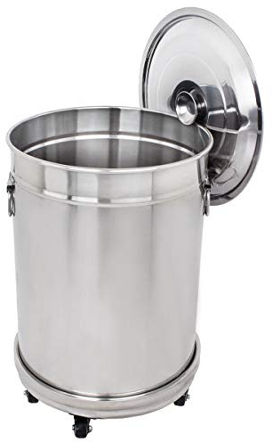 Beeketal 'BGA-1' Gastro XXL Mülleimer 56l aus Edelstahl, Küchen Abfalleimer Tonne auf separatem Untergestell mit lenkbaren Rollen, inkl. Deckel - Neu mit extra starken seitlichen Tragegriffen