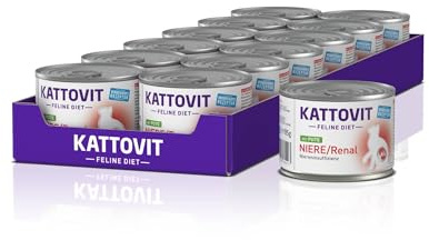 Kattovit - Nourriture Humide pour Chats - Nourriture diététique sans Gluten pour Soutenir la Fonction rénale des Chats Adultes - Aliment Complet en boîte - 12 x 185 g de Dinde