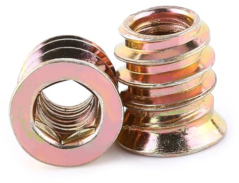 Verzinkte Gewindeeinpressmuttern M6 x 13 mm mit Innensechskantantrieb, 20 Stück, für Holzeinsätze, Langlebig Beschichtet, Professionelle Befestigungslösung