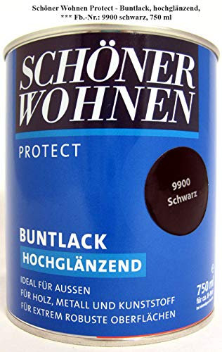 Protect Buntlack 750 ml, Fb.-Nr.: 9900 schwarz hochglänzend, Alkydharzlack SW