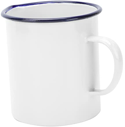 Cabilock White Enamel Measuring Cup 500ml with Graduated Scale | Anti Rust Finish, Small Handled Mug Form, Suitable for Restaurants and Hotels