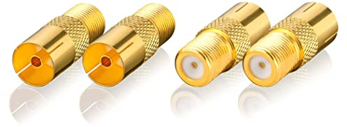 SEBSON Antenne SAT Adapter Set - 4X F-Buchse auf Koax Buchse (IEC) - Satellitenkabel Adapter für TV, Receiver, Radio mit IEC Koax Anschluss