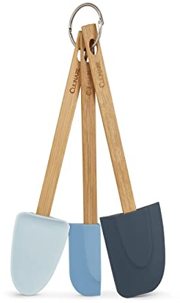 Culinare Naturals 3 Stück Spatel Set, Silikon mit Griff aus natürlichem Bambus, 30cm, Küchenutensilien zum Backen, Hitzebeständiger Antihaft, C70018