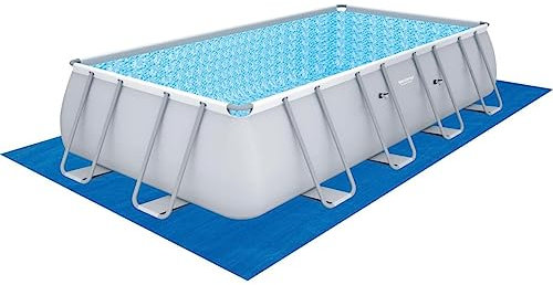 Bestway Power Steel Frame Pool Komplett-Set mit Sandfilteranlage 549 x 274 x 122 cm, leicht grau, eckig