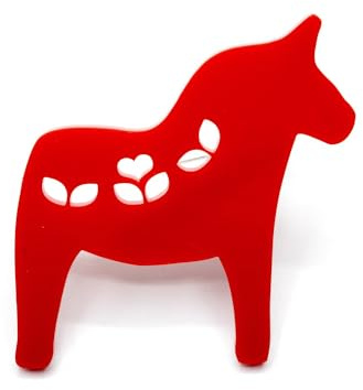 Miniblings Dalapferd Brosche Anstecknadel Pin Schwedenpferd Weihnachten Pferd Acrylglas rot - Handmade Modeschmuck I Anstecknadel Button Pins
