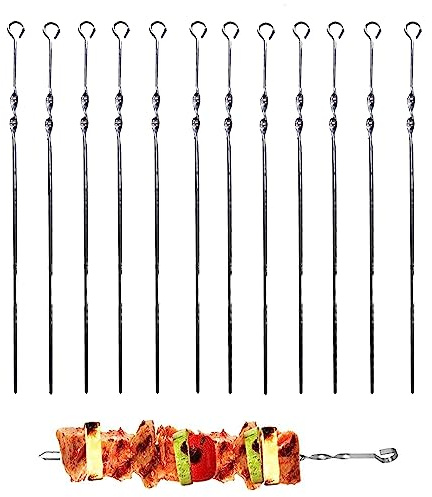walexo Grillspieße Schaschlikspieße Schampura Fleischspieße Edelstahl 600x10x1,5mm (18 x Schaschlikspieße)