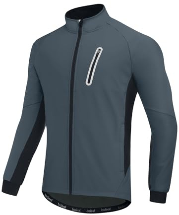 baleaf Men's Winter Cycling Jackets Water Resistant Thermal Running Softshell Jacket Warm Cold Weather Pockets Grey 2XL