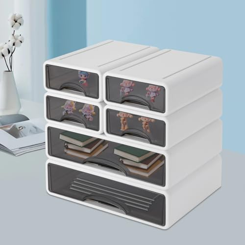 EurHomePlus Büro Aufbewahrungsbox mit 6 Schubladen, Multifunktionaler Stiftehalter Schreibtisch, Schubladenbox, Tisch Organizer aus Kunststoff, für den Einsatz zu Hause und im Büro (Weiß)