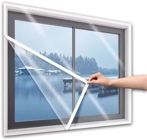 Sellador de ventanas para invierno, lona aislante transparente impermeable reutilizable, para hogar de invierno,190x200cm