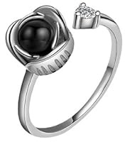 Benutzerdefinierte Ring mit Bild für Frauen personalisierte Foto Ring Herz Versprechen Ring 925 Sterling Silber Rose geformt Verlobungsring Romantisches Geschenk für Valentinstag, Geburtstag